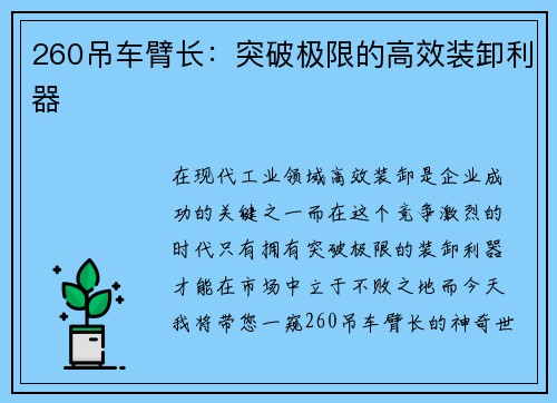 260吊车臂长：突破极限的高效装卸利器